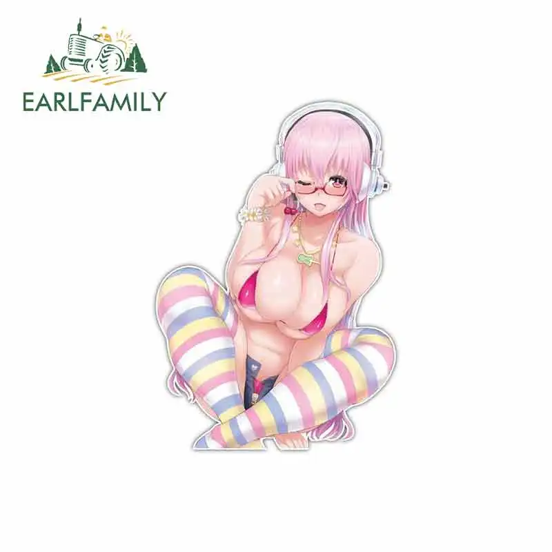 

EARLFAMILY 13cm x 9.2cm for Sexy Female Anime Funny Car Stickers Bumper Trunk Truck Graphics Vinyl JDM Sunscreen Waterproof