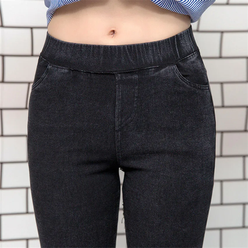 

M-5XL 6XL Plus Size Pants Women Vintage Washed Black Skinny Pencil Pants Oversized Daily Trousers Sping Autumn Pantalon Femme