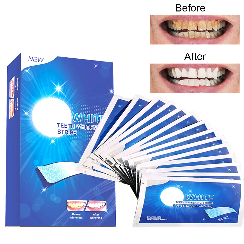 

28Pcs/14Pairs Advanced Teeth Whitening Strips Stain Removal for Oral Hygiene Clean Double Elastic Dental Bleaching Strip