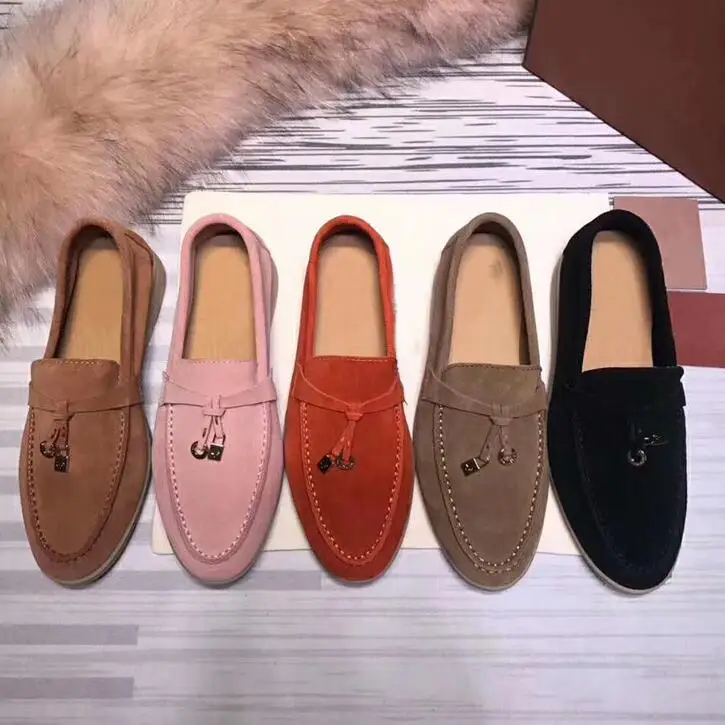 Туфли женские из натуральной замши лоферы натуральная кожа плоская подошва