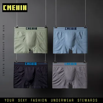 

4Pc/lot High Quality Breathable Sexy Men Underwear Boxer Shorts Long boxer Polyester Mens Boxershorts Underware Boxers CM001