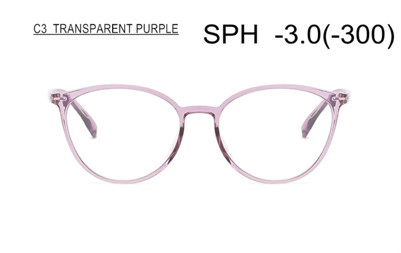 SWOKENCE TR90 оправа, очки для близорукости SPH-0,5 до-6,0, для мужчин и женщин, Ретро дизайн, очки по рецепту для близоруких F113 - Цвет оправы: C3 (-3.0)