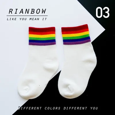 Short - White 1 шт./партия, милые хлопковые спортивные носки для малышей носки в радужную полоску Детские бесшовные Гольфы с бантом для мальчиков и девочек, Tik-Tok, распродажа - Цвет: Short - White