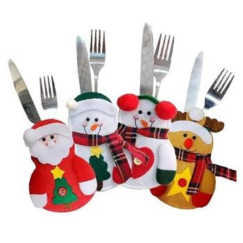

New 8pcs Cutlery Holder Snowman / Santa Clause / Elk Christmas Cutlery Holder Pocket Christmas Knifeware Tableware Tableware