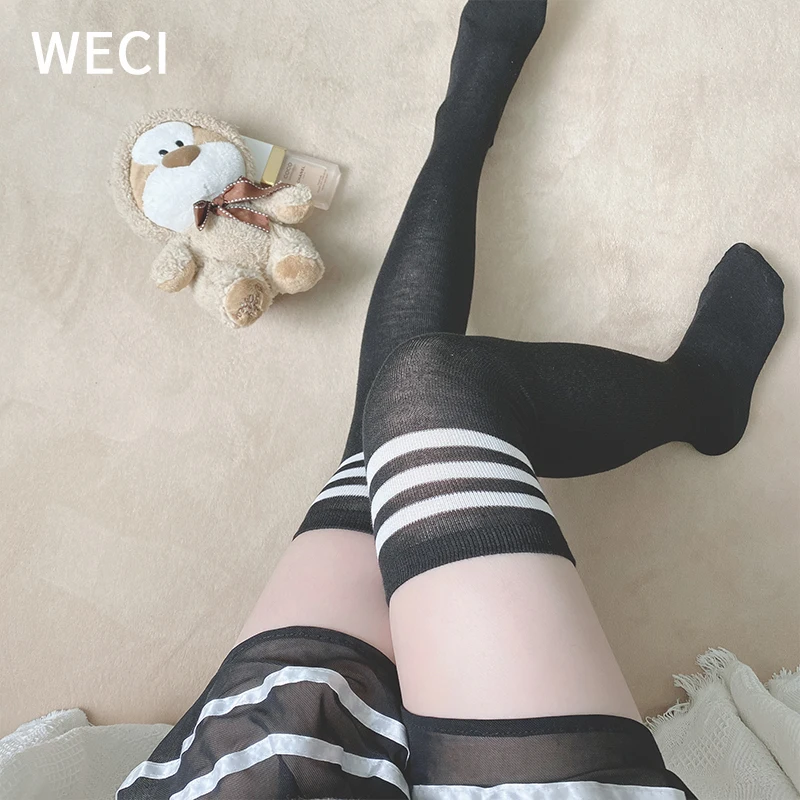 DAZCOS Striped Thigh High Socks Elastic Over The  Ubuy India