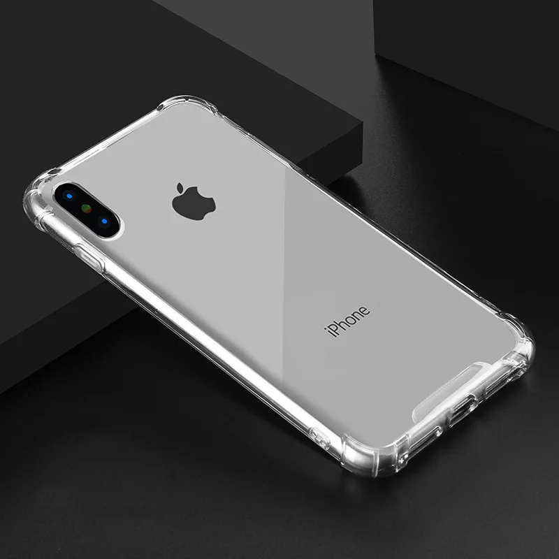 Модный противоударный бампер прозрачный силиконовый чехол для телефона iPhone 7 X XS