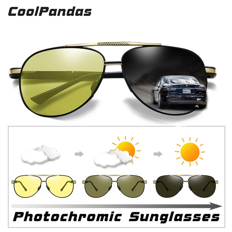 Unisex Photochromic Polarized Pilot Sunglasses with UV400 Protection