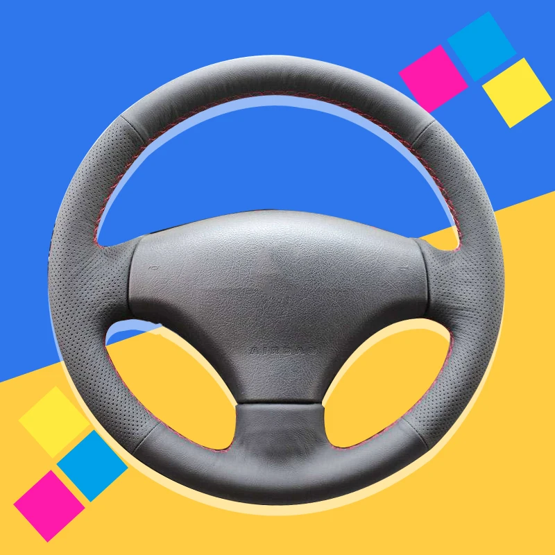 

Auto Braid On The Steering Wheel Cover for Peugeot 206 2003-2006 Car Braiding Cover Car-styling Interior Accessories Hand Sewing