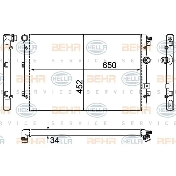 Радиатор системы охлаждения VW Tiguan 1.4 FSi08 HELLA 8MK 376 90