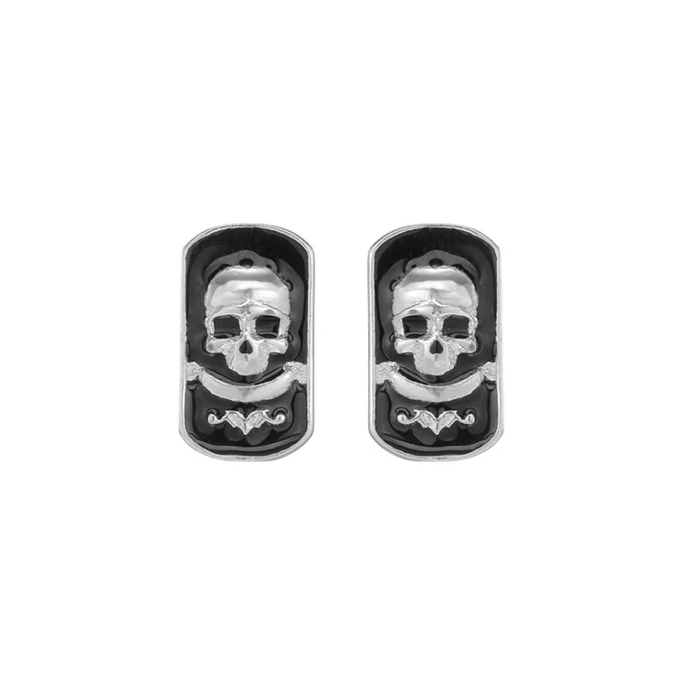 

Personality Silver Plated Skull Stud Earrings Punk Style Shield Skeleton Earrings for Men Women Gothic Cool Hip Hop Jewelry