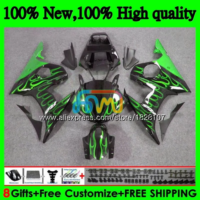 Средства ухода за кожей для YAMAHA YZF R6 S R6S 06-09 YZFR6S 06 зеленый пламя 07 08 09 52BS. 47 YZF600 YZF-600 YZF-R6S 2006 2007 2008 2009 обтекатели - Цвет: No. 1