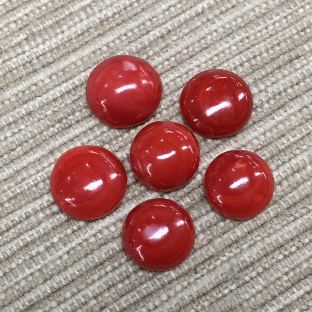 6Pcs/Lot Wholesale Natural Red Akha Coral Loose Jewelry Matching DIY Man's Woman's Ring Face Customized Fashion