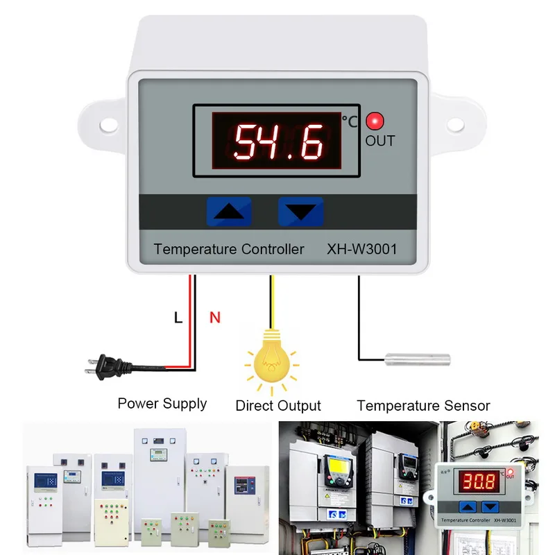 12/24/110/220V Digital LED Temperature Controller XH-W3001 Thermostat Switch 