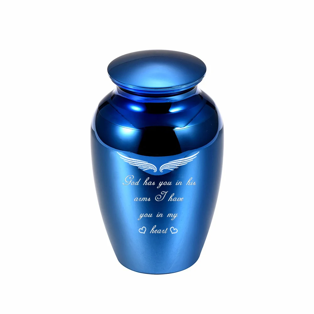 Urnas de cremación para cenizas, recuerdo de Funeral, alas de Ángel, urna conmemorativa para mascotas, 45x70mm, Dios te tiene en sus brazos