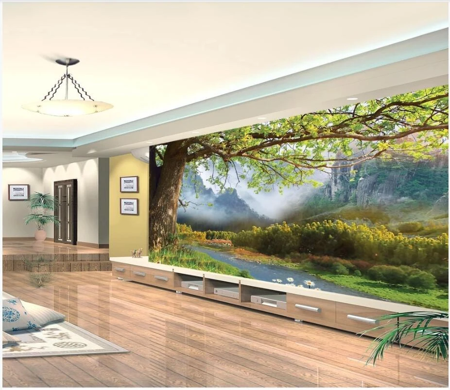 Custom Photo 3d Wallpaper Beautiful Big Tree Landscape Scenery Background  Home Decor 3d Wall Murals Wallpaper For Walls 3 D - Wallpapers - AliExpress