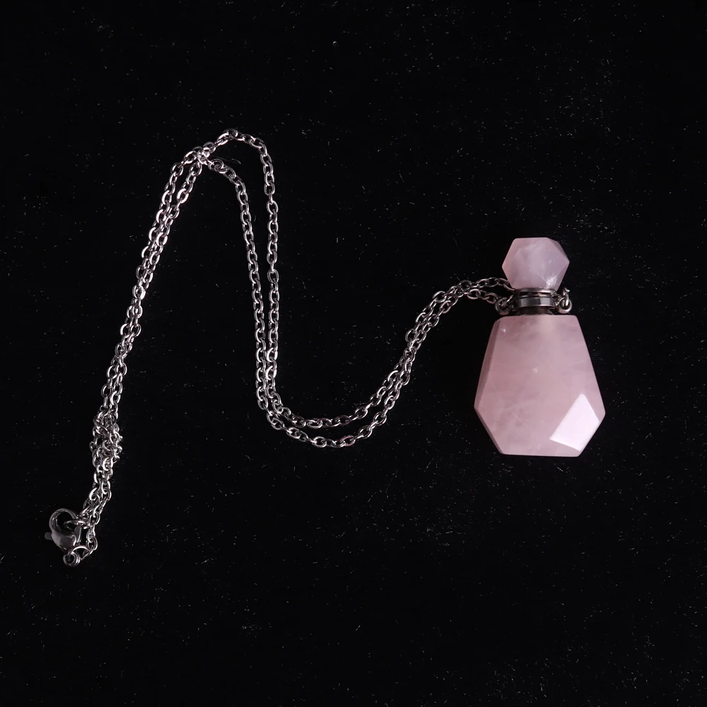 Hot Sale Stainless Steel Natural Stone Pendant Delicate Crystal Perfume Bottles Necklace Pendants For Women Jewelry Decoration | Украшения