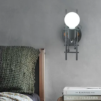 

Wall Lamps Nordic Simple Bedroom Bedside Lamps Iron Staircase Children's Room Lamp Background Light