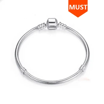 

Hot sale SG 20cm Snake Chain real 925 Sterling Silver original Charms Bracelet luxury Fashion diy Jewelry making for women gifts
