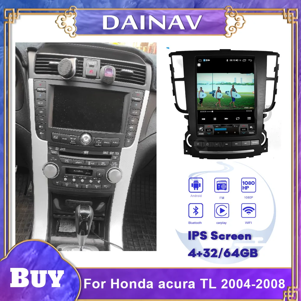 

Автомобильный мультимедийный плеер Acura TL, 128 ГБ, 2004 дюйма, 2005, 2006, 2007, 2008, 10,4 TL, GPS-навигация, радио, Android 10,0, автомобильная система