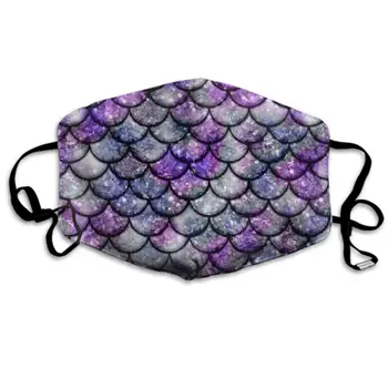 

Comfortable Two Layer Dust Mask, Soft Beautiful Sparkling Mermaid Scales Print Purple Face Mask Cover Mouth for Adults and Teens