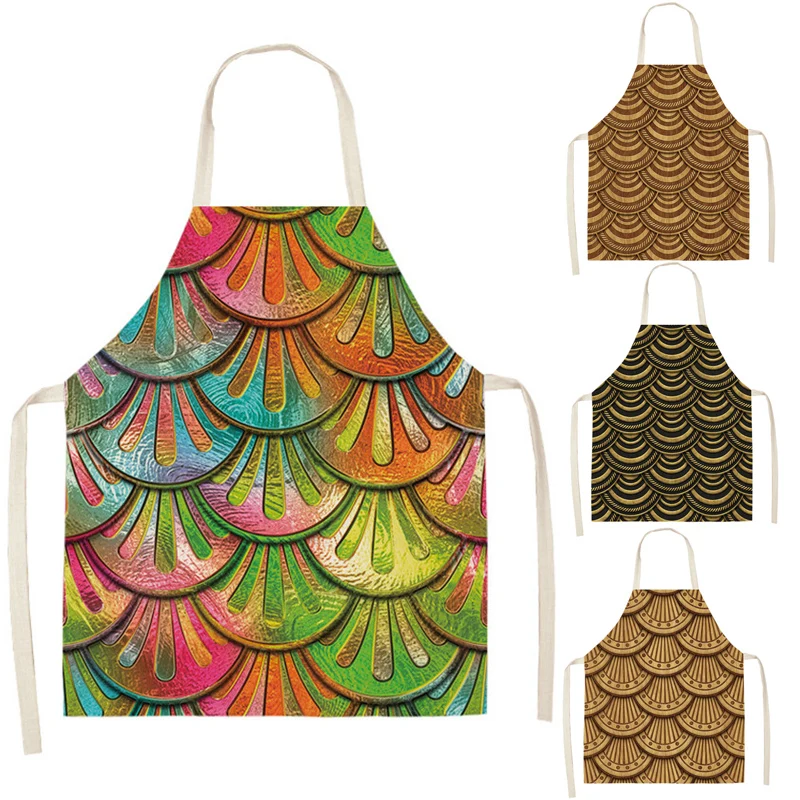 

Mermaid Scales Kitchen Aprons Unisex Cooking Catering Work Apron Tabard Belt Halterneck
