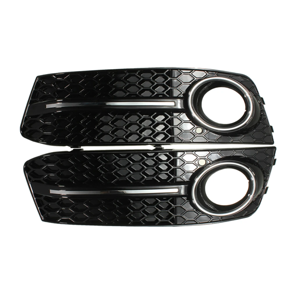 Grill Black Front Fog Light Lamp Covers Trim Guard for Audi A4 B8 09-11
