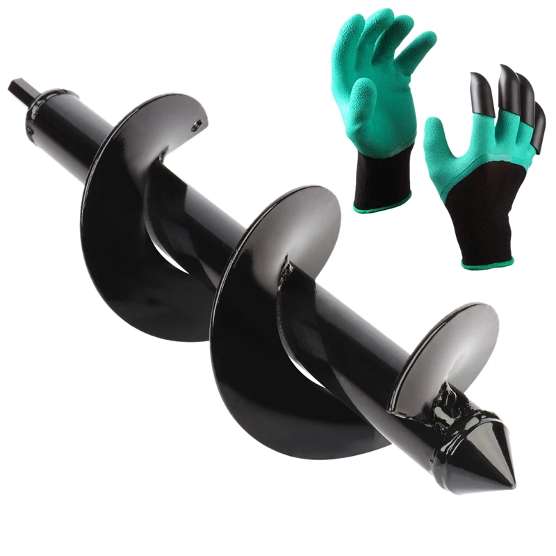 

EASY-Auger Drill Bit Garden Plant Flower Bulb Auger 3 inch X 12 inch Rapid Planter With Garden Genie Gloves, Post Or Umbrella Ho