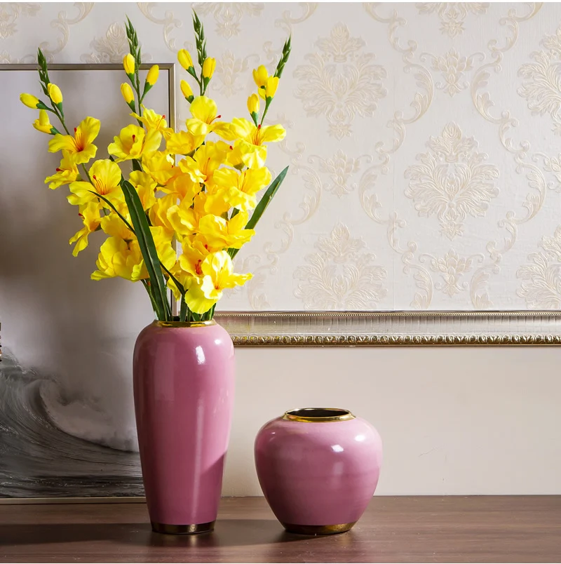 Скандинавские современные золотые розовые керамическая ваза для цветов композиции аксессуары декоративные украшения современный дом Свадебные украшения вазы