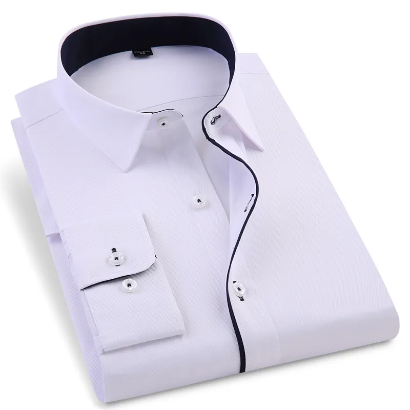 Умная повседневная мужская рубашка с длинными рукавами, приталенный дизайн, мужские деловые рубашки высокого качества