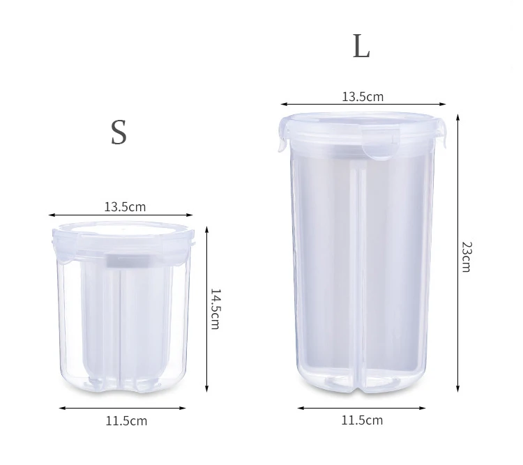Прозрачные вращающиеся резервуары для хранения, пластиковые зерно, герметичные коробки, кухонные разделенные контейнеры