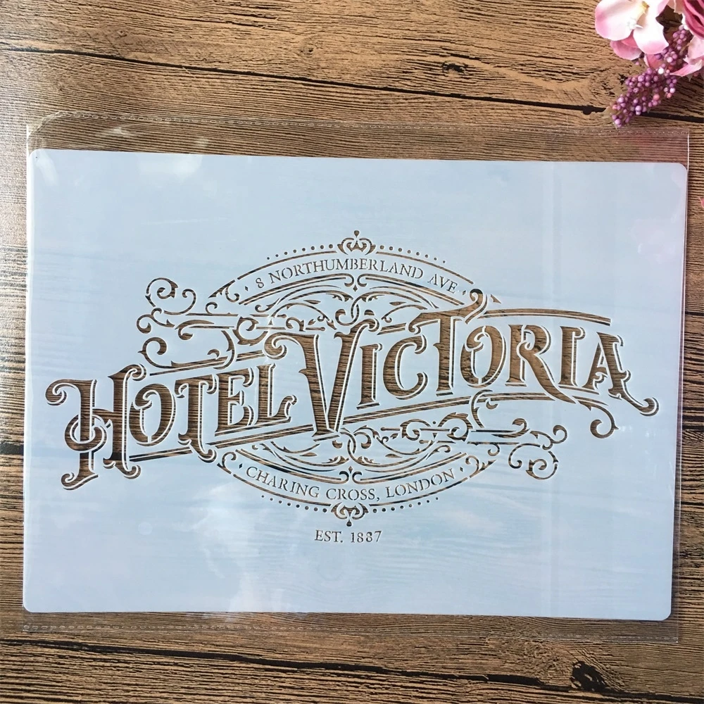 

A4 29cm Hotel Words DIY Layering Stencils Wall Painting Scrapbook Coloring Embossing Album Decorative Template