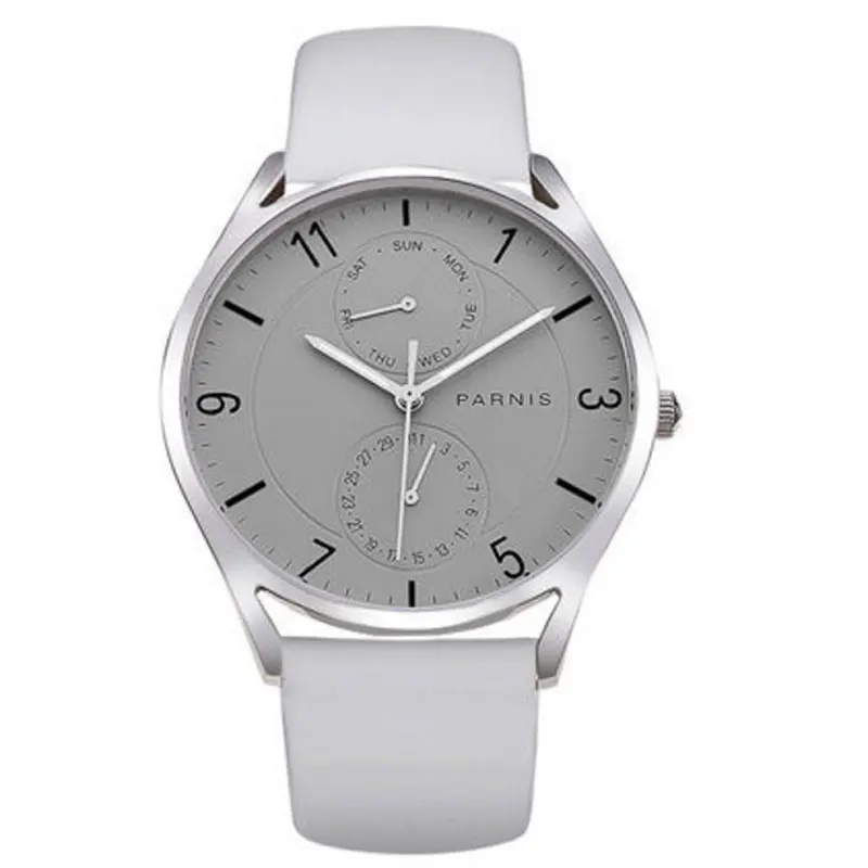 PARNIS Quartz Watches for Men Leather Strap Male Wristwatches Top Luxury Brand Business Men's Clock 40 mm Reloj Hombres - Цвет: C