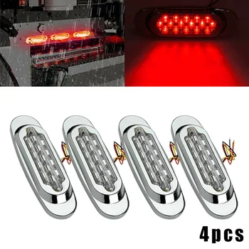 

Clearance Marker Light Side marker lights 4x Red/Amber Trailer Chrome Oval
