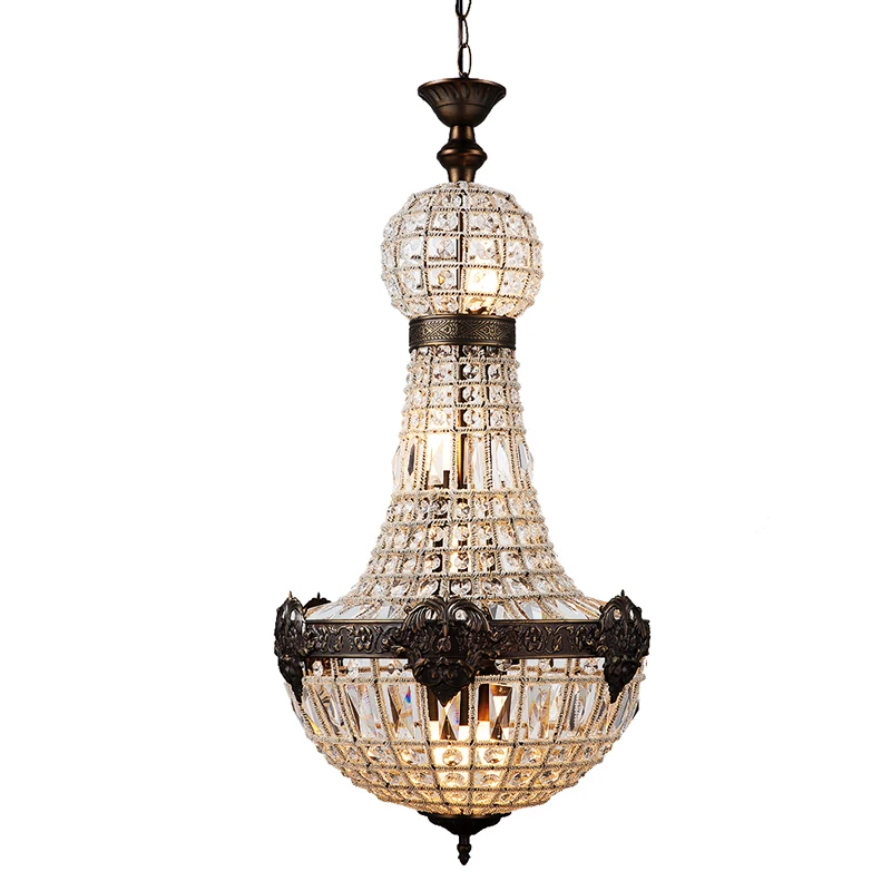 Винтажный Лофт Европа ретро стеклянный кристалл светодиодный большой подвесной светильник лампа G9 для гостиной спальни ресторана