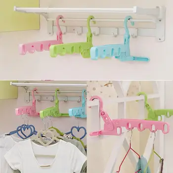 

Foldable Cloth Hanger Wardrobe Travel Plastic Hanging Cloth Hanger Blue Pink Practical Laundry Tool Home