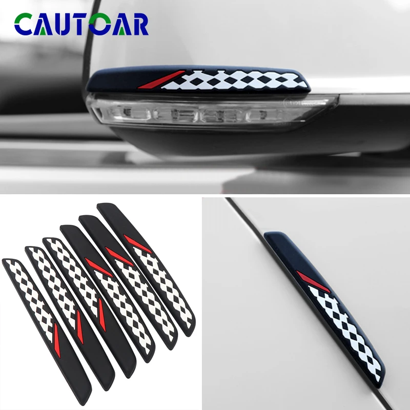

6pcs/Set Racing flag Emblem Car Rearview mirror Anti-Collision Strip Sticker Auto Door Scratch Protection Tape for Cupra Seat
