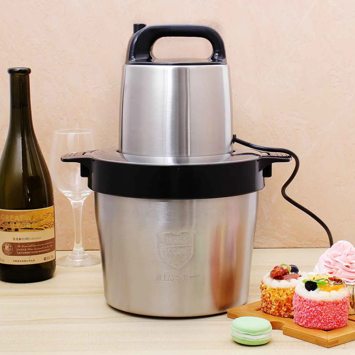 Electric Meat Grinder 1800W 6Liter Stainless Steel Chopper 2 Speeds 4 Blades Automatic Food Mixer