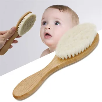 Nuova cura del bambino Spazzola in legno per bambini in pura lana naturale Spazzola per pettine Spazzola per capelli per bambini Spazzola per capelli per neonato Pettine per neonati Massaggiatore per la testa