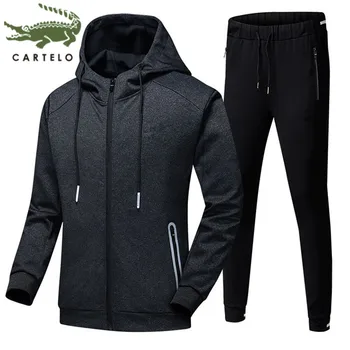 

CARTELO men's cardigan casual sweater hooded long-sleeved jacket men's suit light and breathable running sports suit men