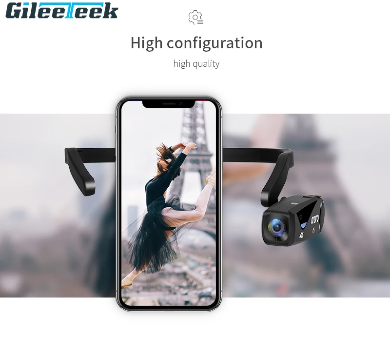 

built-in WIFI EP6 first perspective 4K video recording for youtube vlog CMOS sensor wearable camera with hands free body camera