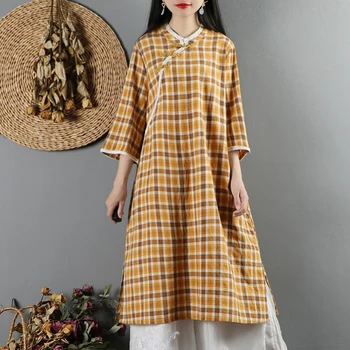 

2020 chinese dress cheongsam qipao tang costume pure white meditation tea dress clothes women cotton clothing robe