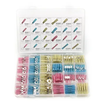 

240pcs Insulated waterproof Heat Shrink Connectors Butt Electrical Wire Splice Spade Ring Fork Terminal Connector Assortment