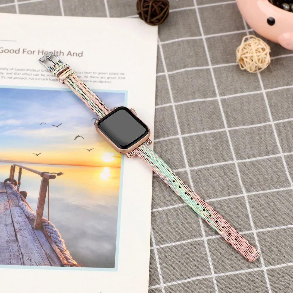 Модный женский браслет для Apple Watch Band 38 мм 42 мм 40 мм 44 мм ткань Хаундстут для iWatch ремешок серии 1 2 3 4 ремешок для часов