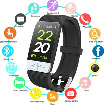 

Smart Watch ECG + PPG Sleep Monitor Fitness Tracker Blood Pressure Waterproof Smart Bracelet Bluetooth Sports Pedometer pk V8 Y1
