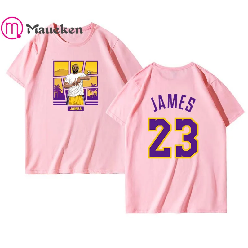 Новая желтая футболка lebron james 23 Мужская футболка с коротким рукавом из хлопка с круглым вырезом футболки для поклонников ла подарок
