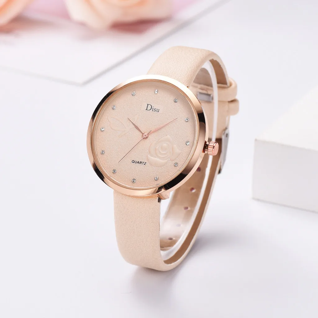 

Luxury Ladies Women Watches Business Leather Strap Dot Rhinestone Dial Wrist Watch Women Watches Clock Zegarki Damskie 2019