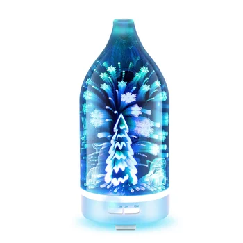 

Diffuser Ultrasonic Aromatherapy Oil Humidifier With Timer Setting Christmas 3D Glass Essential Oils 7 Color Changing Nightlight