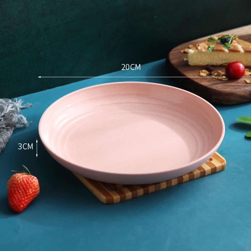 4 шт. поднос из пшеничной соломы для пикника|Блюдца и тарелки| |