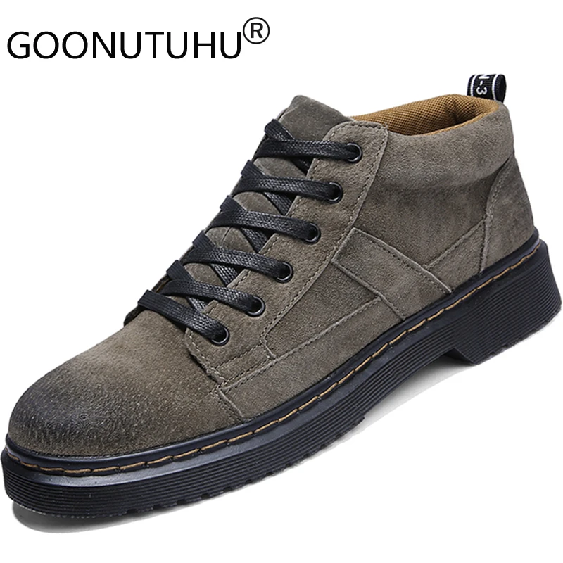 

2019 new autumn men's ankle boots casual pigskin leather shoes male return short boot man work shoe army boots for men hot sale