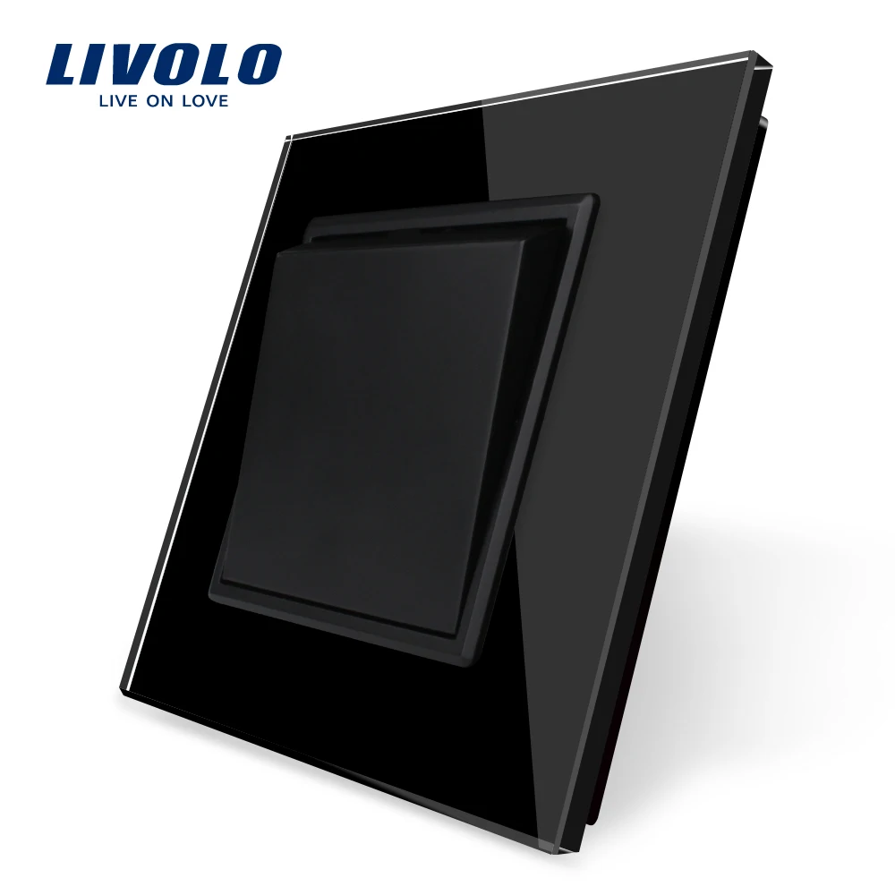 Livolo черная стеклянная панель 1 сторонний кнопочный переключатель kek pad без